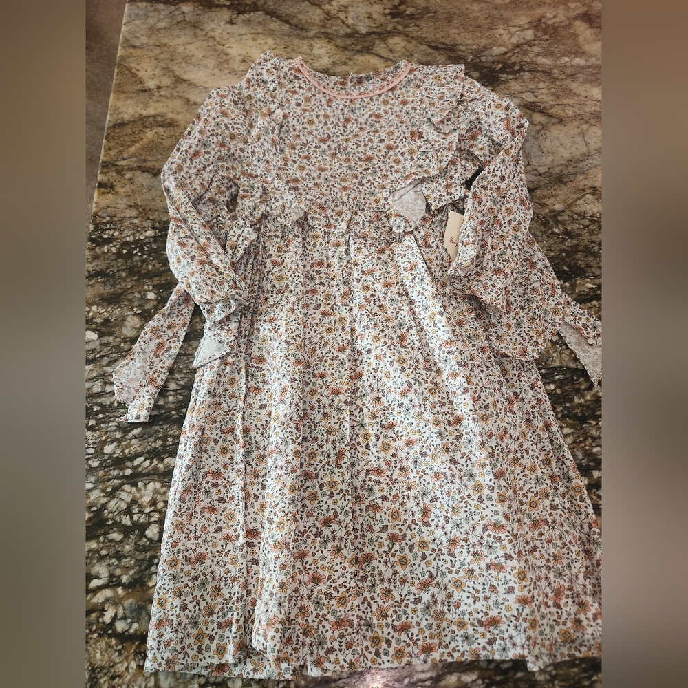 Charming Floral Ruffle Kids Dress